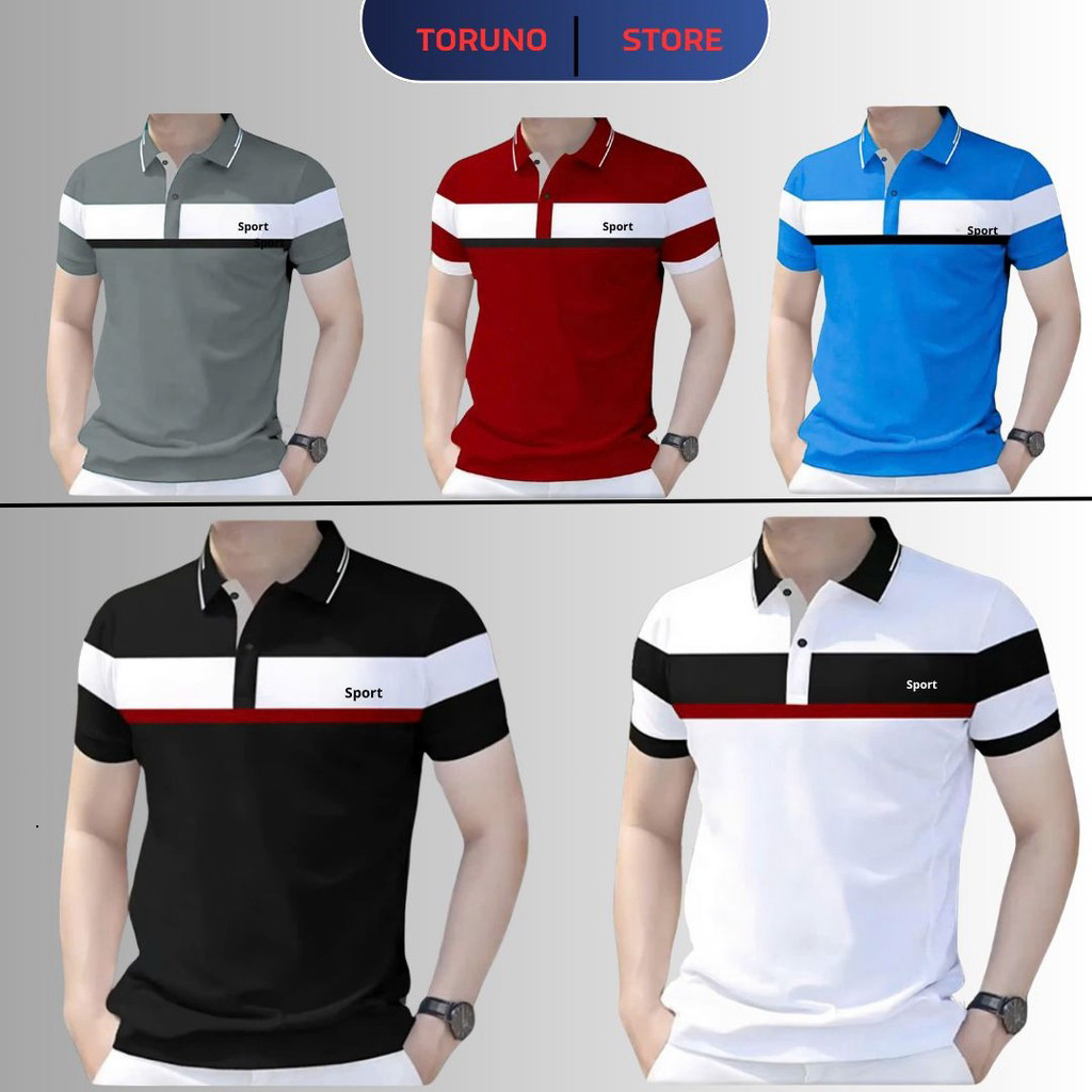 Áo POLO phối ngực thể thao trẻ trung sang trọng chất CVC cá sấu Nam Menswear Thun Có Cổ  2025