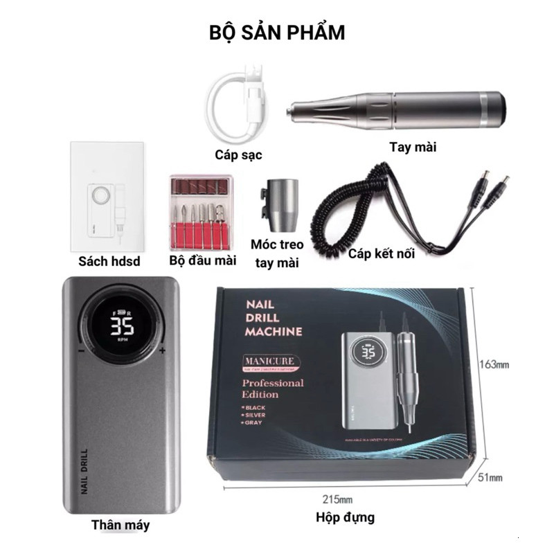 Máy mài móng NAIL DRIL UV tích điện 35.000prm cực ngon