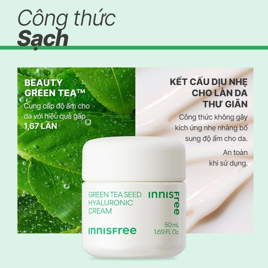 Kem Dưỡng Da Chiết Xuất Trà Xanh nnisfree Green Tea Seed Hyaluronic Cream 50ml