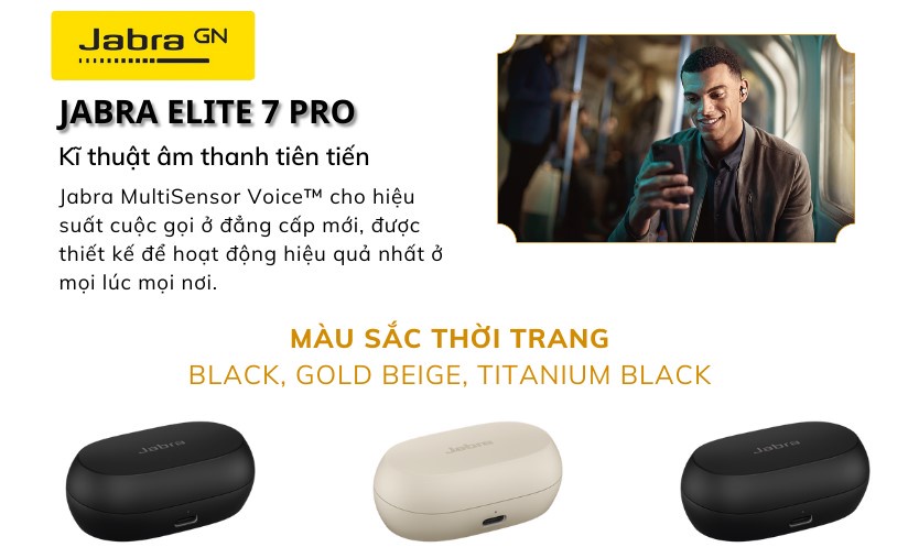 Mô tả Tai Nghe True Wireless Jabra Elite 7 Pro Sạc Không Dây Chống Ồn ANC 4 Microphone - Hàng Chính Hãng - 1