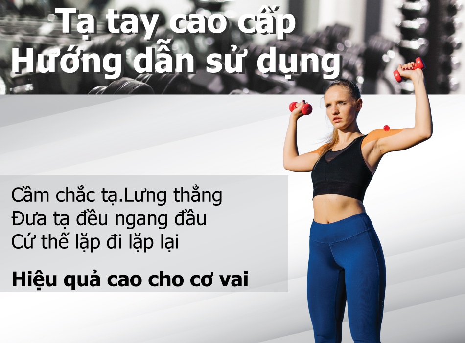 Mô tả BG-[4 KG] Tạ tay lõi thép đặc bọc cao su tập gym yoga chống trơn trượt, xước vỡ sàn RED/BLUE - 1