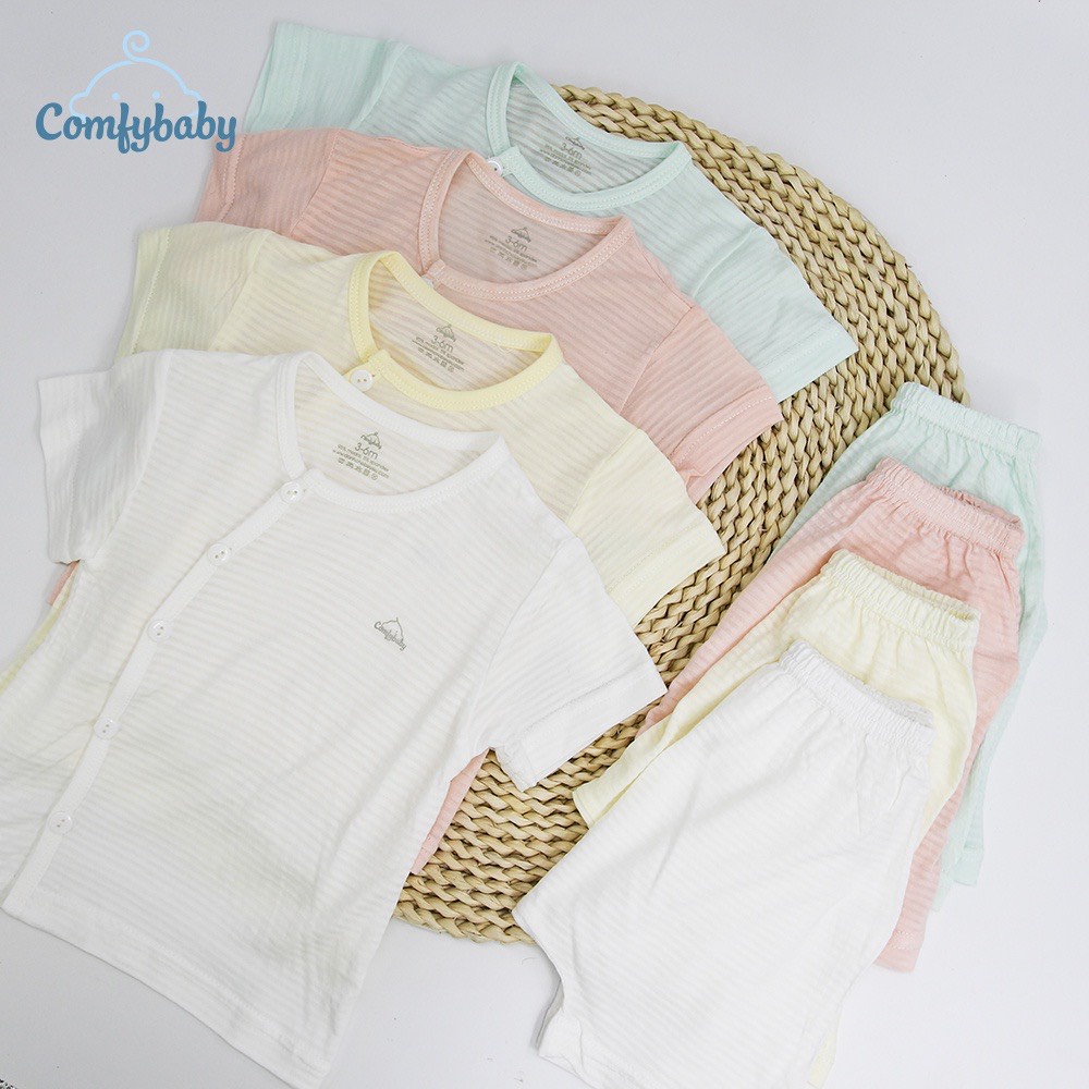 Mô tả Bộ quần áo mùa hè cho bé 100% Cotton Lụa – Comfybaby Siêu nhẹ - thoáng mát QACF22042021 size 3-12 tháng - 6