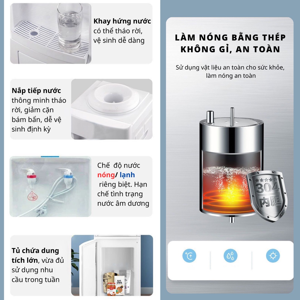 Mô tả Cây Nước Nóng Lạnh Nanomax KF800, Công Nghệ Nhiệt Độ Kép 2 Vòi Nóng Lạnh, Tủ Đựng Đồ, Tự Động Ngắt Điện An Toàn Sử Dụng - 2