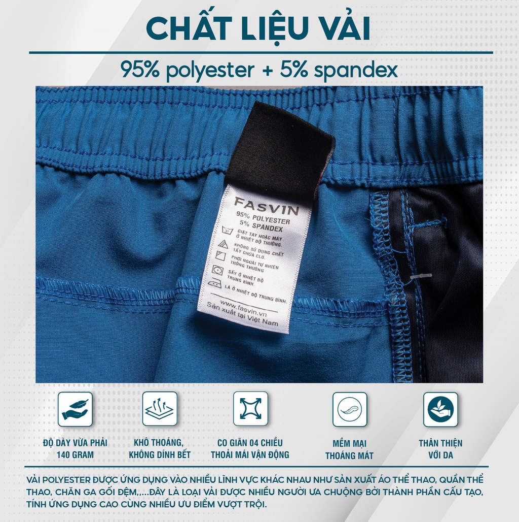 Mô tả Quần short nam FASVIN thể thao vải gió thoải mái chuẩn phom siêu nhẹ Q475.HN - 2