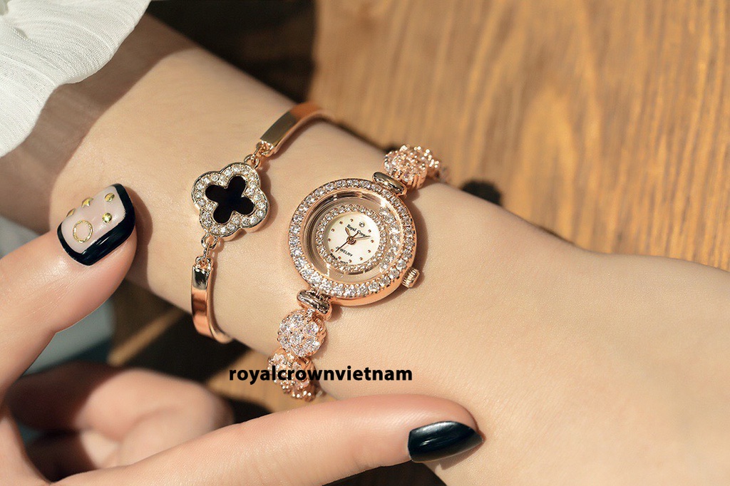 Mô tả Đồng hồ nữ chính hãng Royal Crown 5308 dây thép đính đá cao cấp, chống nước, đeo tay đẹp, sang chảnh - 1