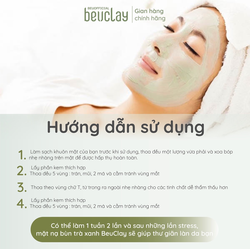 Mô tả Combo Mặt nạ đất sét BEUCLAY trà xanh sáng da + Tẩy tế bào chết BEUSCRUB size mini 30g - 4