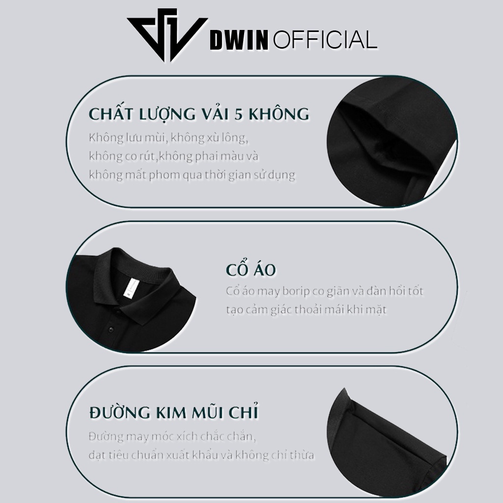 Mô tả Áo polo nam nữ in brand Dwin tee cổ bẻ basic form rộng phông tay lỡ unisex oversize - 5