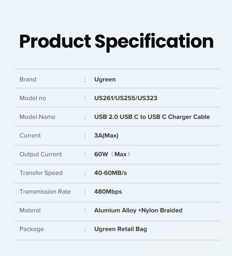 Dây cáp sạc Ugreen USB Type C thích hợp cho Samsung Xiaomi Air Macbook iPad Pro 12.9 2020/ 2018/ 2017 – ảnh mô tả chi tiết 12