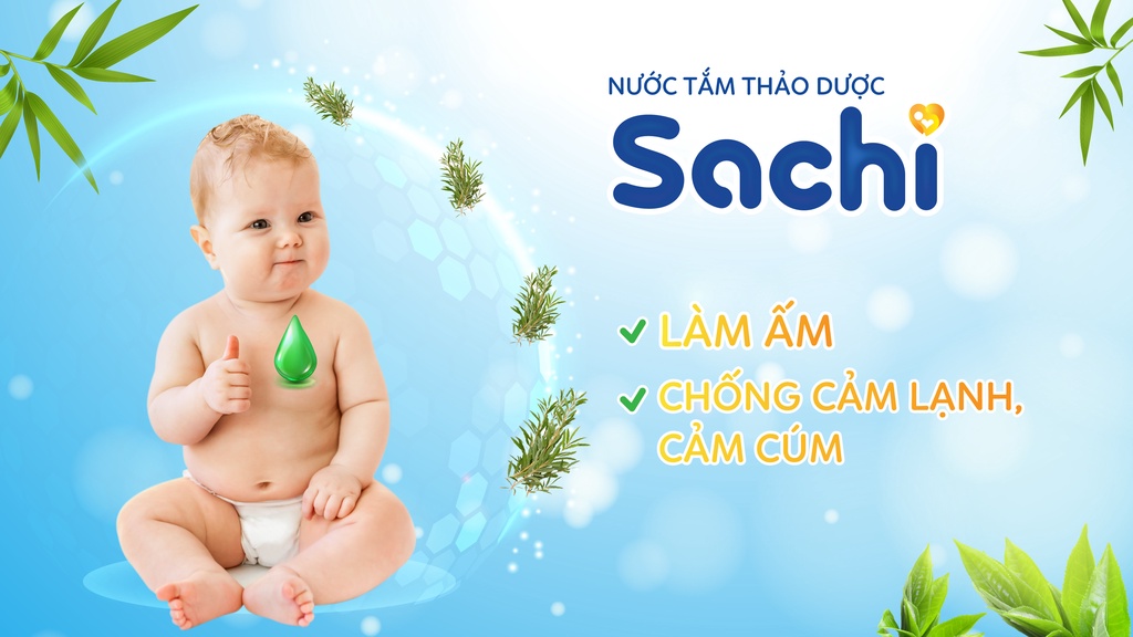 Mô tả Nước tắm thảo dược SACHI dịu mát da, phòng rôm sảy, mẩn ngứa, hăm tã, bảo vệ làn da cho bé hộp 10 gói x 10ml - 3