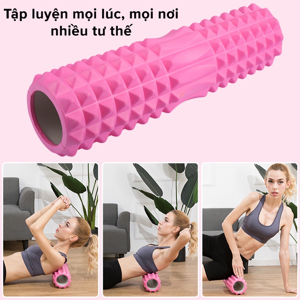 Mô tả Con Lăn Yoga Massage Foam Roller Ống Trụ Xốp Tập Thể Thao Giãn Cơ Có Gai Roam Rollet Cao Cấp Chính Hãng Amalife - 6