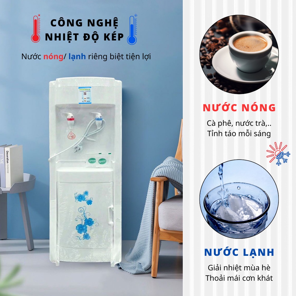 Mô tả Cây Nước Nóng Lạnh Nanomax KF800, Công Nghệ Nhiệt Độ Kép 2 Vòi Nóng Lạnh, Tủ Đựng Đồ, Tự Động Ngắt Điện An Toàn Sử Dụng - 5