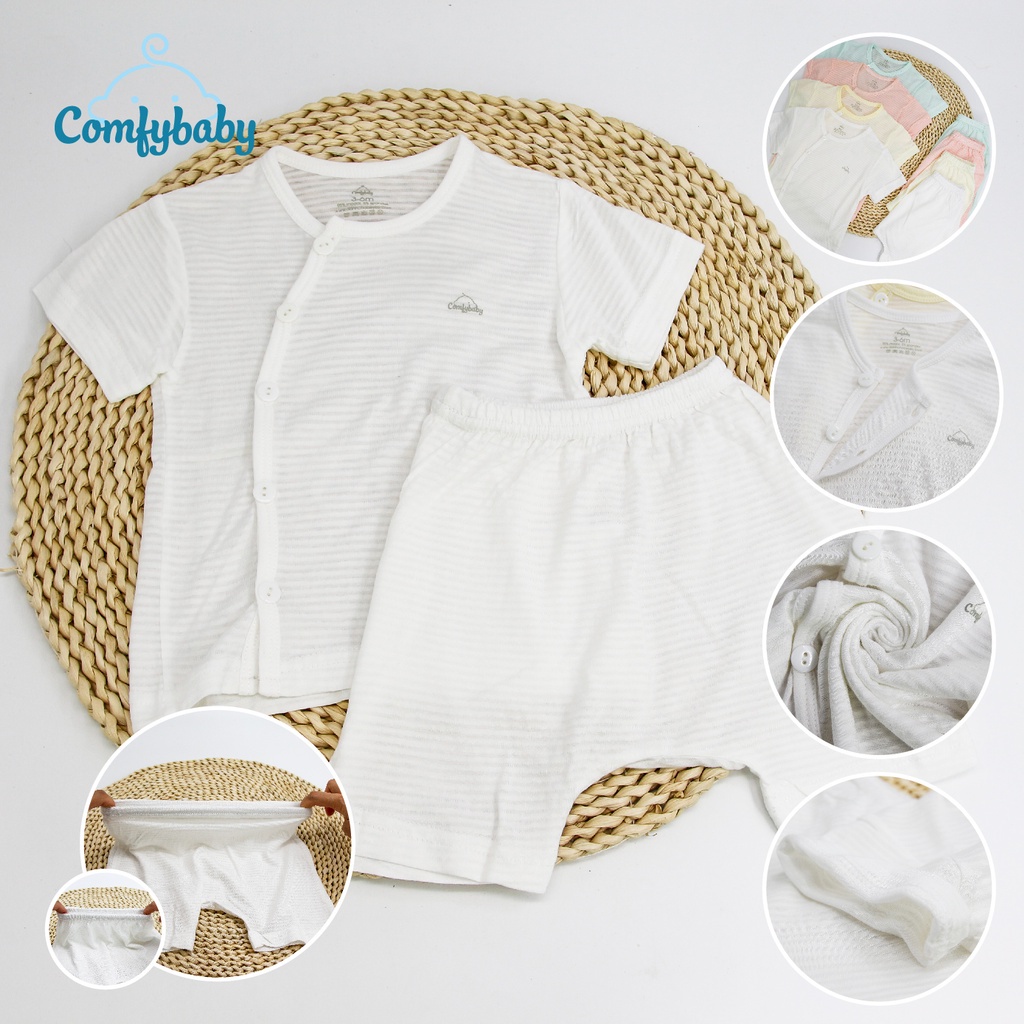 Mô tả Bộ quần áo mùa hè cho bé 100% Cotton Lụa – Comfybaby Siêu nhẹ - thoáng mát QACF22042021 size 3-12 tháng - 2