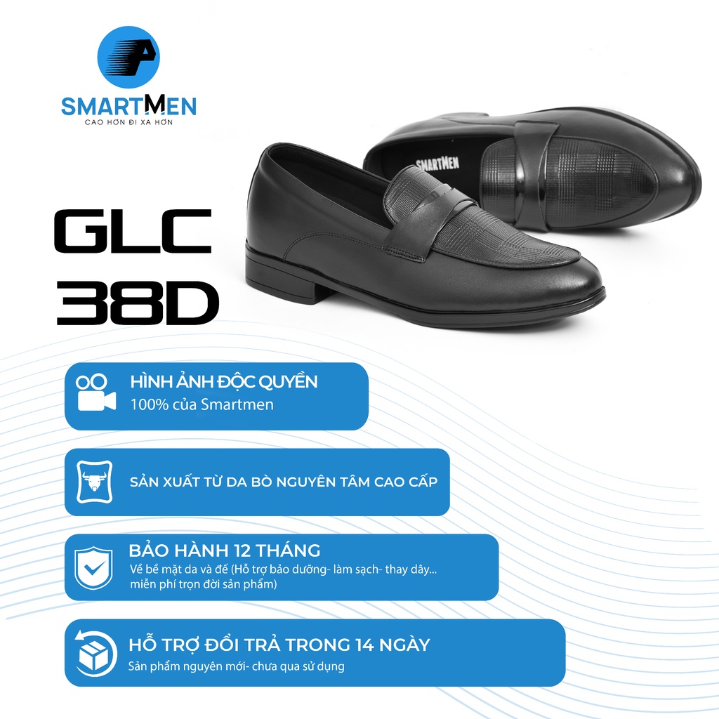 Mô tả Giày lười Tăng chiều cao Da bò SMARTMEN GLC-38 Đen - 1
