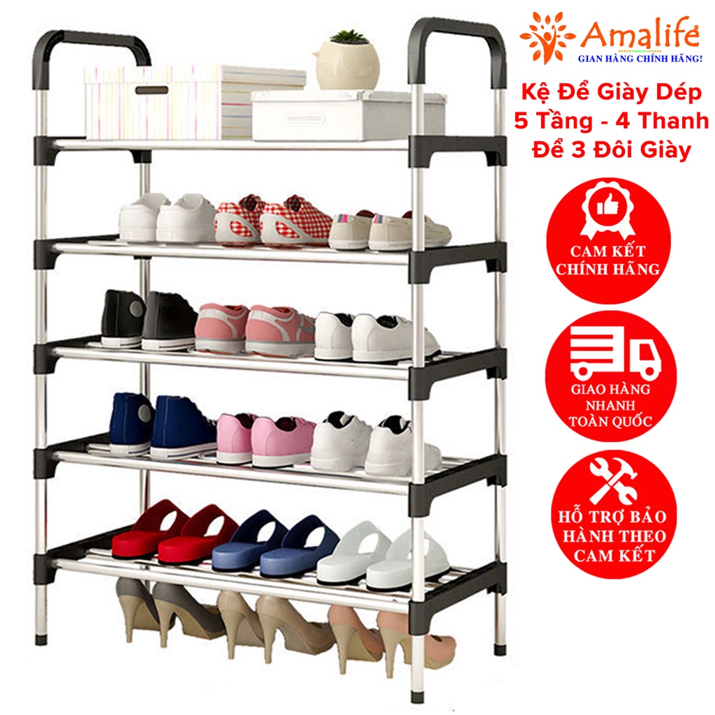 Mô tả Kệ Để Giày Dép 5 Tầng Cỡ To 4 Thanh Inox Để Vừa 3 Đôi Giày – Chọn Màu To Hơn Hàng Cao Cấp Chính Hãng Amalife - 4