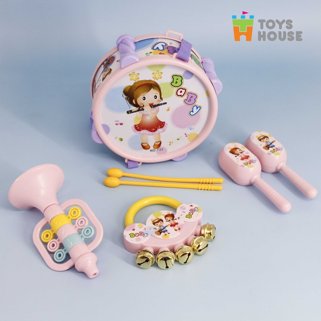 Mô tả Đồ chơi xúc xắc, lục lạc, kèn, trống cho bé từ sơ sinh Toyshouse TH1220-733A giúp bé phát triển thính giác - 2