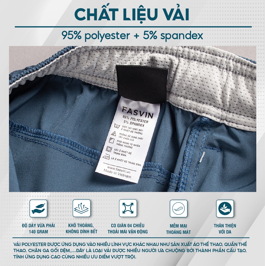 Mô tả Quần short nam FASVIN thể thao vải gió, thoải mái, chuẩn phom, siêu nhẹ Q21450.HN - 3