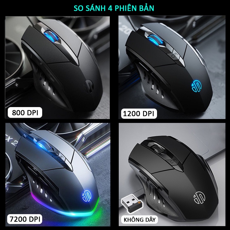 Mô tả Chuột máy tính gaming chơi game SIDOTECH Inphic P1W bản có dây và không dây tắt âm silent 7200 DPI Led RGB - Chính hãng - 3