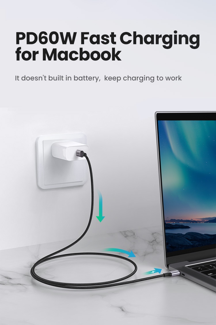 Dây cáp sạc Ugreen USB Type C thích hợp cho Samsung Xiaomi Air Macbook iPad Pro 12.9 2020/ 2018/ 2017 – ảnh mô tả chi tiết 2