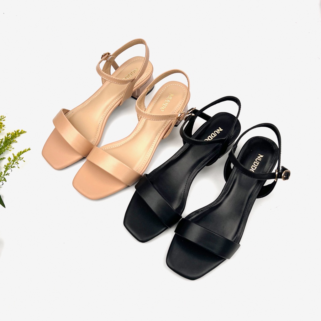 Mô tả Giày Sandal Nữ Đế Vuông 3 Phân ,Dép Guốc Cao Gót Quai Ngang 3cm Da Mềm NUDDO _ N305 - 1