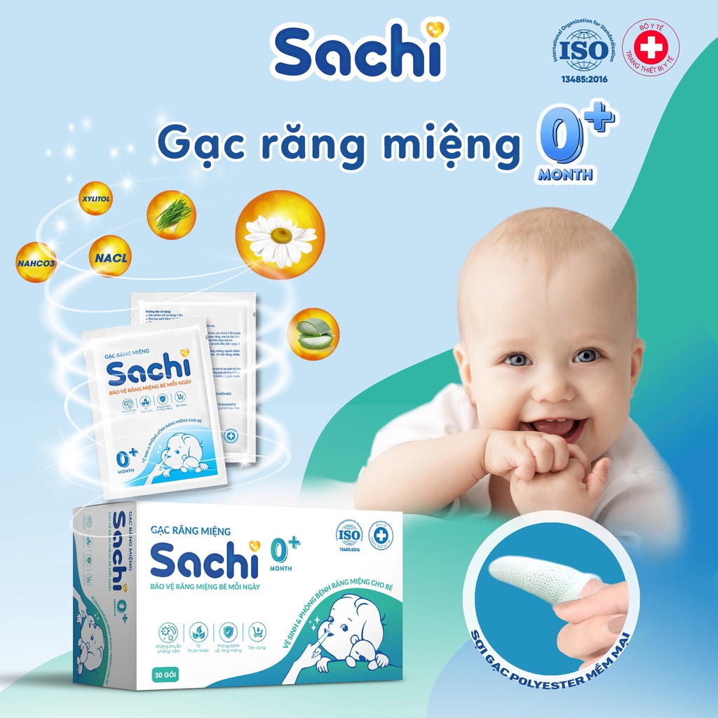 Mô tả Combo 2 Hộp Gạc Răng Miệng Cho Bé Mọc Răng SACHI Hộp 30 Gói An Toàn Tiện Lợi, Vệ Sinh Hàng Ngày Ngăn Ngừa Sâu Răng - 1