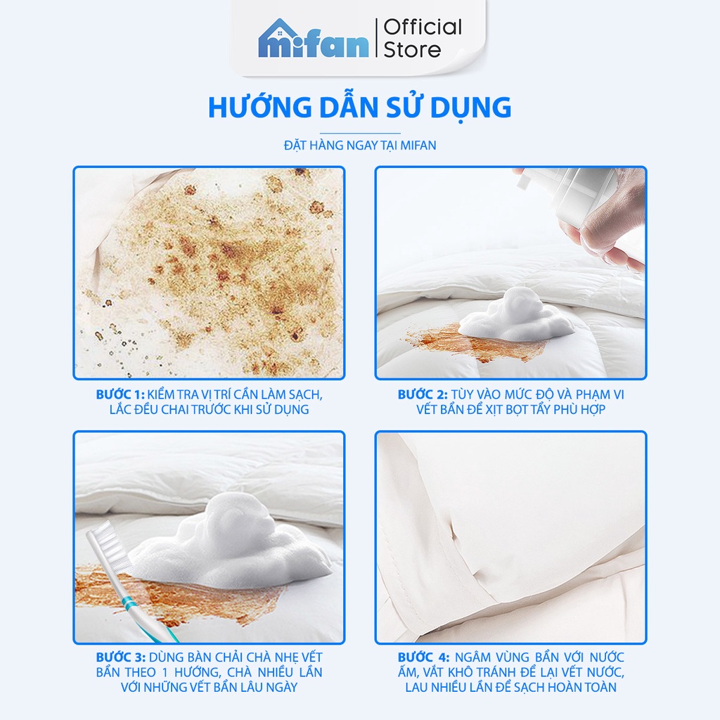 Mô tả Chai Xịt Giặt Khô Áo Khoác Mifan 200ml - Bọt làm sạch, vệ sinh quần áo siêu tốc - 8