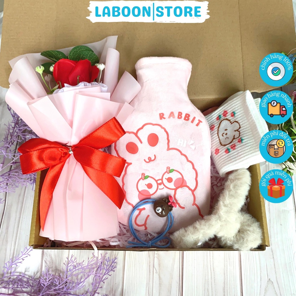 Mô tả Bộ quà tặng túi chườm bụng nóng lạnh ngày dâu Laboon, phiên bản gift box tâm lý 350ml - 2