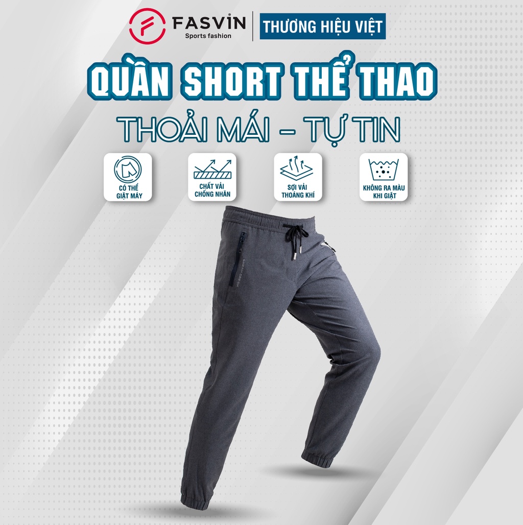 Mô tả Quần Jogger Nam 01 lớp FASVIN Chất Vải Gió Cao Cấp, Thể Thao Khoẻ Khoắn, Cạp Chun Vận Động Thoải Mái DC20424.HN - 1