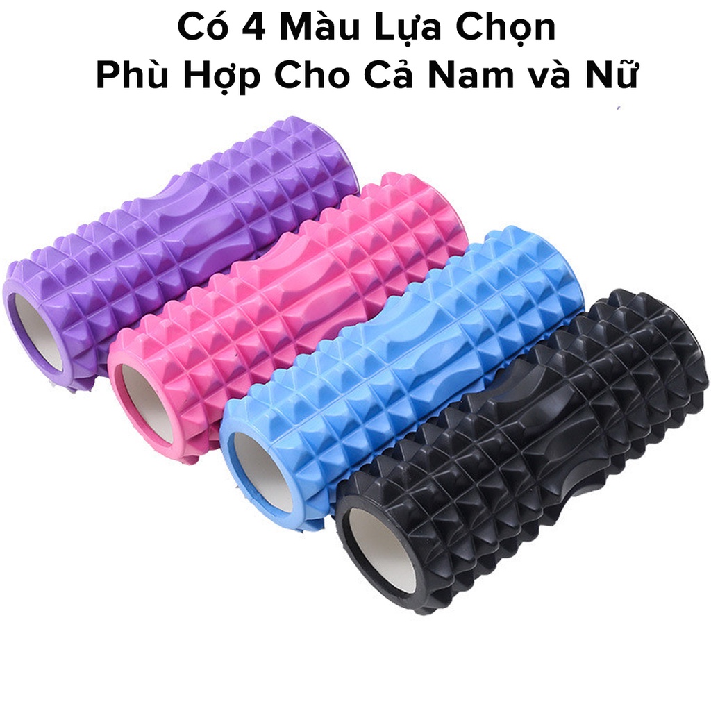 Mô tả Foam Roller Massage Màu ĐEN - Con Lăn Yoga Matxa Tập Gym Tập Thể Thao Giãn Cơ Ống Trụ Lăn Xốp Có Gai Hãng Amalife - 2
