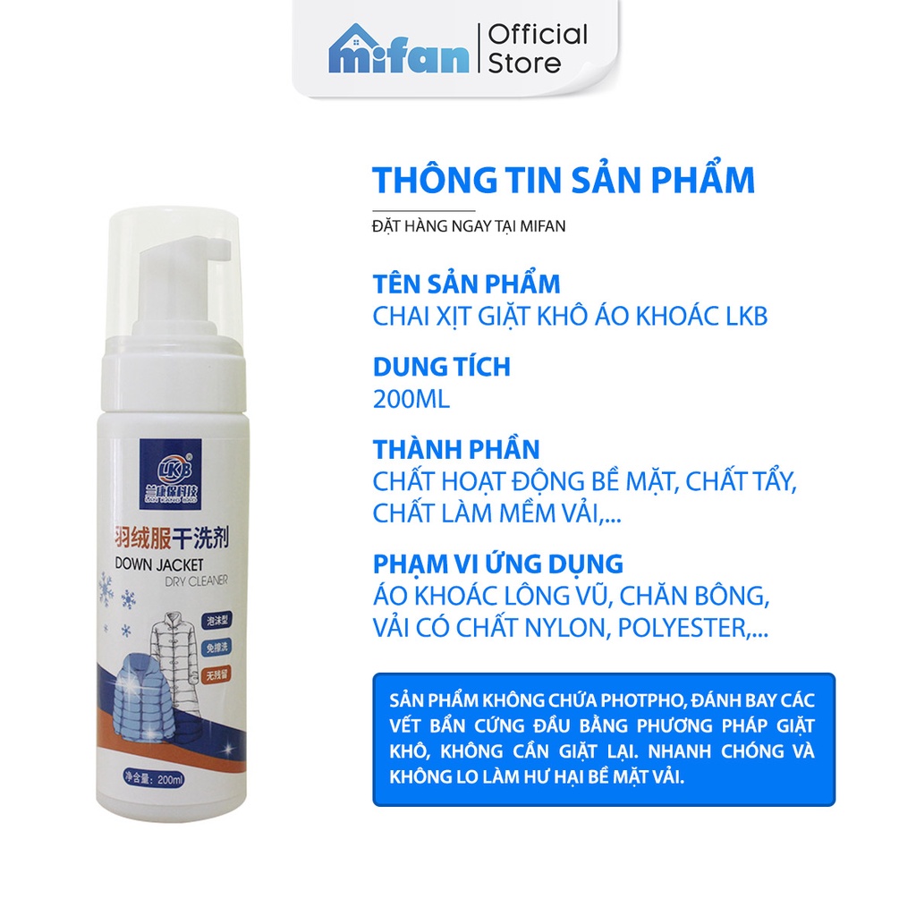 Mô tả Chai Xịt Giặt Khô Áo Khoác Mifan 200ml - Bọt làm sạch, vệ sinh quần áo siêu tốc - 7
