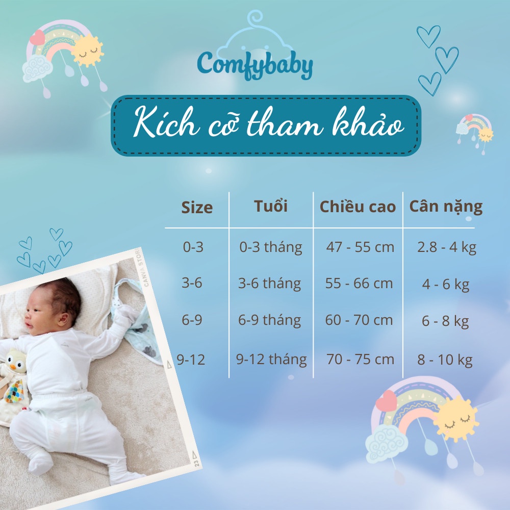 Mô tả Bộ quần áo mùa hè cho bé 100% Cotton Lụa – Comfybaby Siêu nhẹ - thoáng mát QACF22042021 size 3-12 tháng - 7