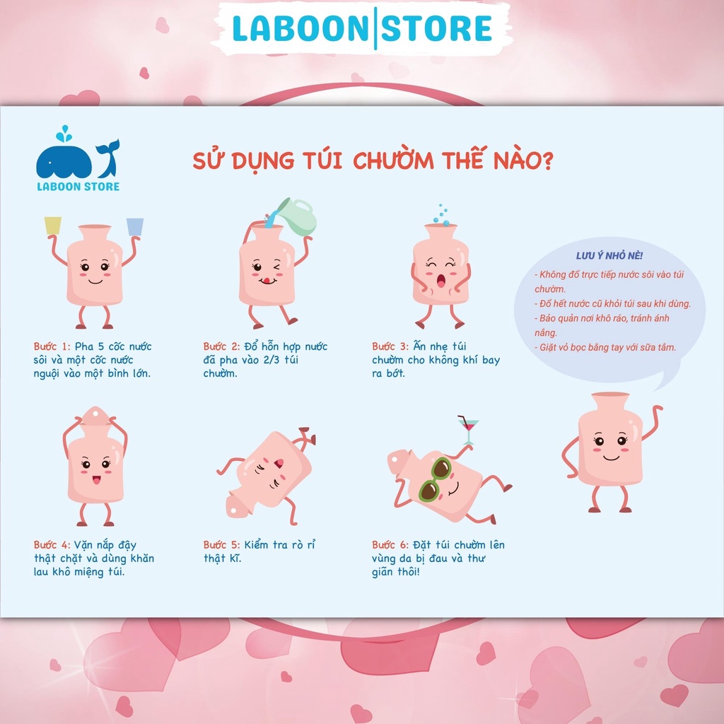Mô tả Bộ quà tặng túi chườm bụng nóng lạnh ngày dâu Laboon, phiên bản gift box tâm lý 350ml - 5