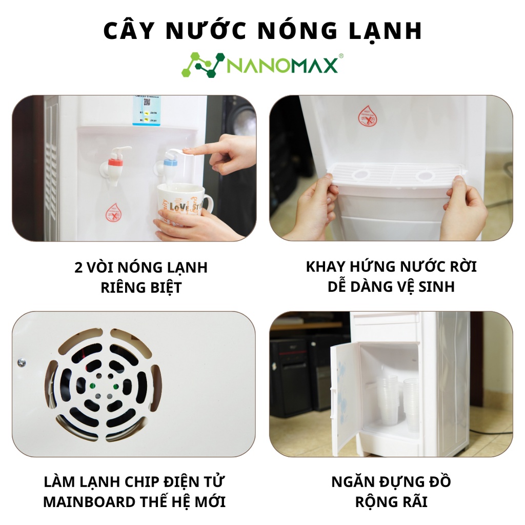 Mô tả Cây Nước Nóng Lạnh Nanomax KF800, Công Nghệ Nhiệt Độ Kép 2 Vòi Nóng Lạnh, Tủ Đựng Đồ, Tự Động Ngắt Điện An Toàn Sử Dụng - 4