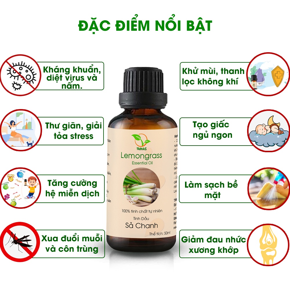 Mô tả Combo tinh dầu sả chanh+ sả java chai 50ml - 2