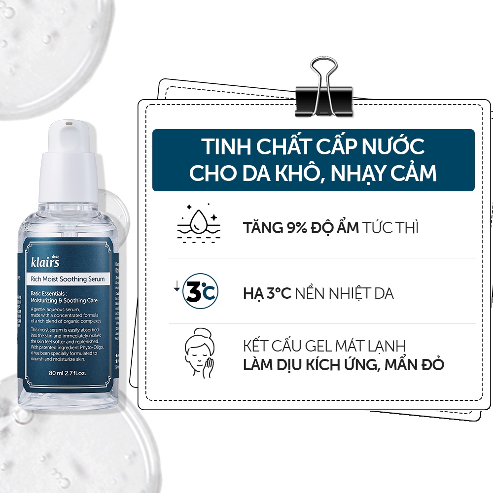 Mô tả Tinh chất dưỡng da Dear, Klairs Rich Moist Soothing Serum 80ml - 1