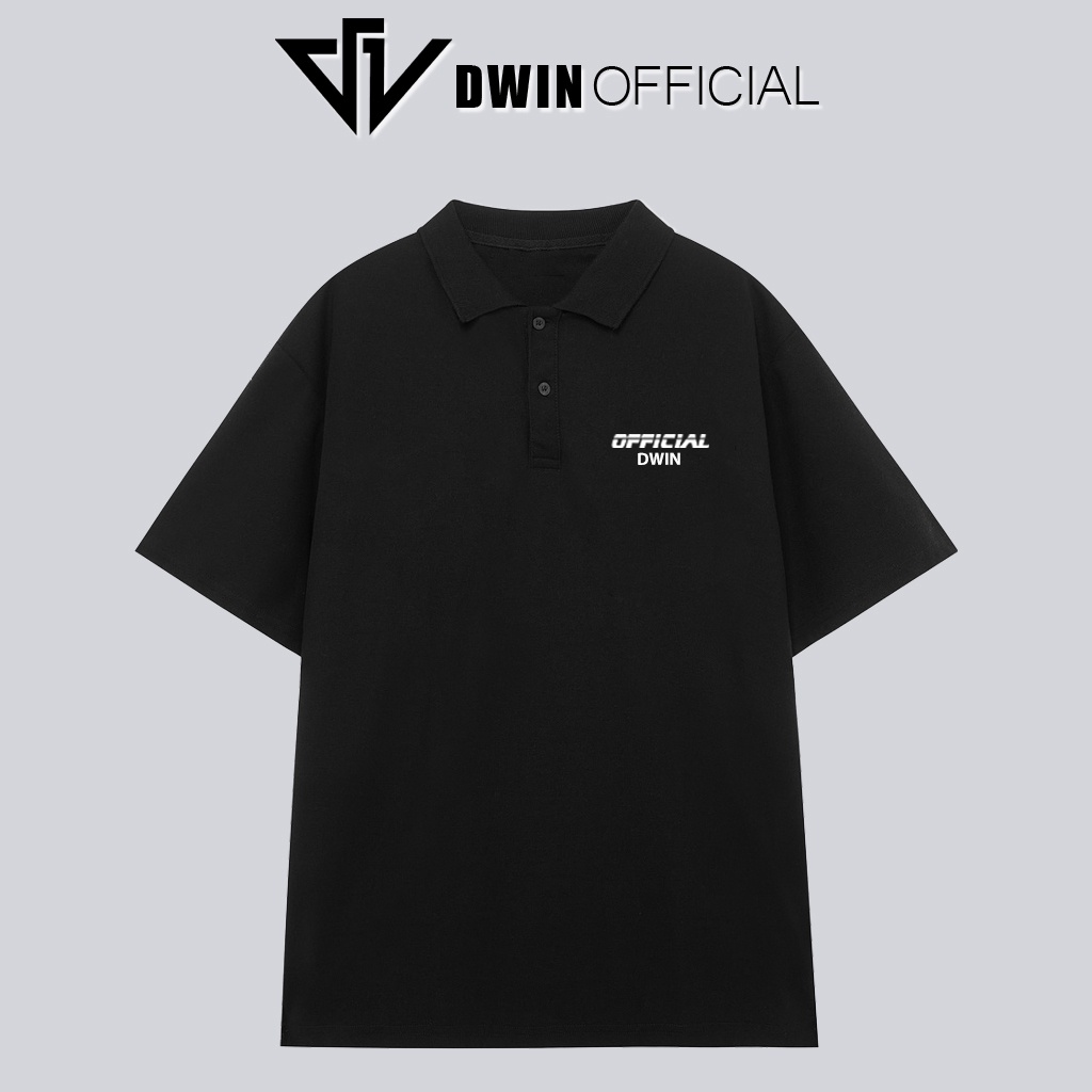 Mô tả Áo polo nam nữ in brand Dwin tee cổ bẻ basic form rộng phông tay lỡ unisex oversize - 2
