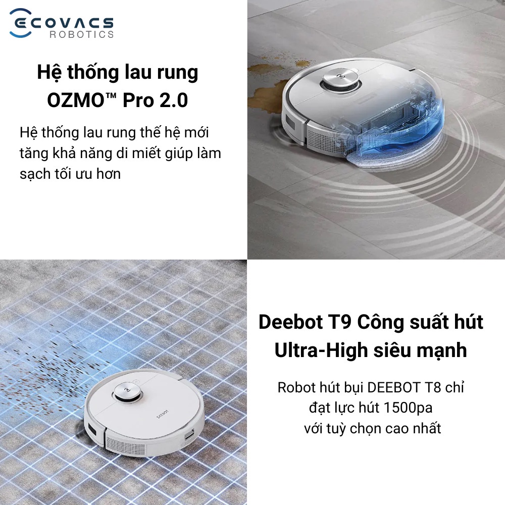 Robot hút bụi tự động Ecovacs Deebot T9 MAX Làm Sạch Sàn Nhà, Điều Khiển Từ  Xa Dễ Dàng, Bảo hành 12 Tháng | Shopee Việt Nam