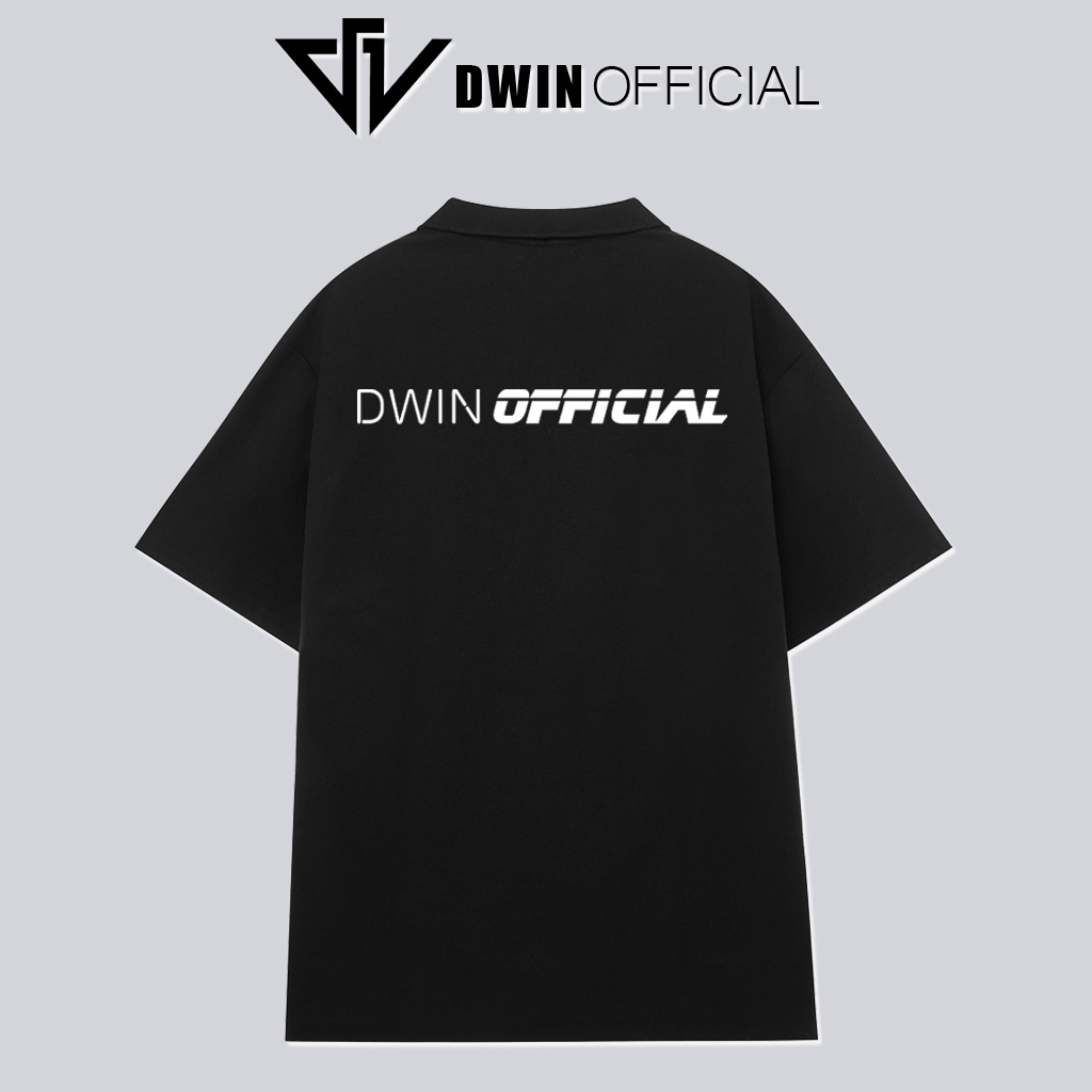 Mô tả Áo polo nam nữ in brand Dwin tee cổ bẻ basic form rộng phông tay lỡ unisex oversize - 3