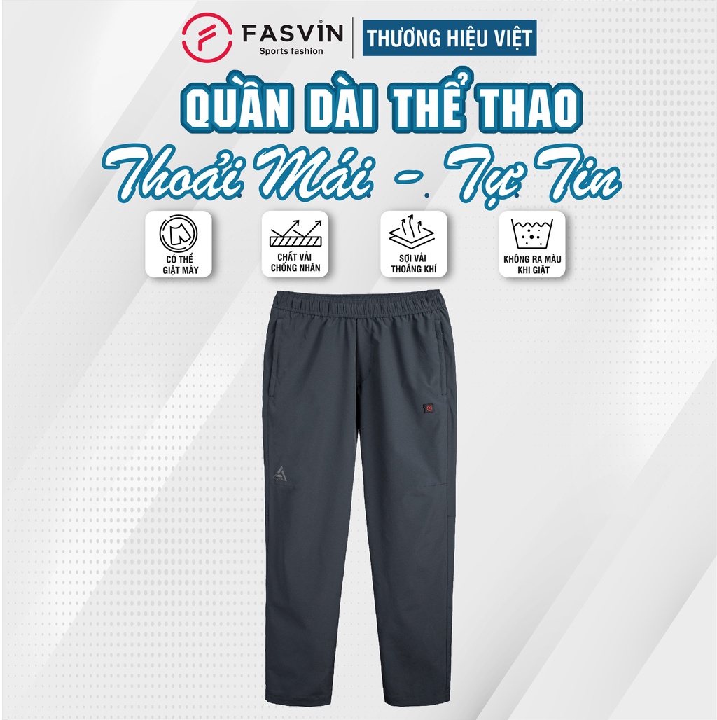 Mô tả Quần Dài Nam FASVIN Chất Vải Gió Thể Thao Cao Cấp 01 Lớp Cạp Chun, Vận Động Thoải Mái DC22532.HN - 1