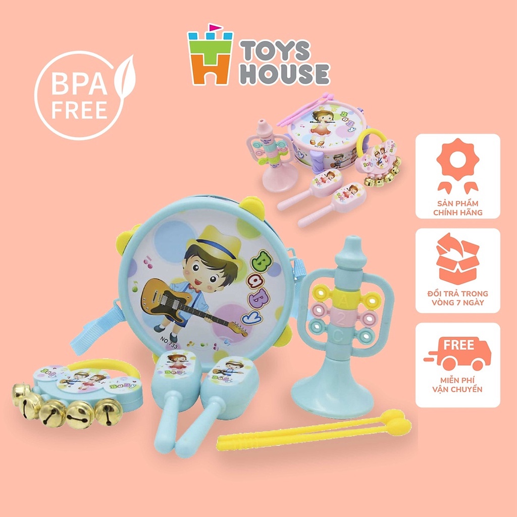 Mô tả Đồ chơi xúc xắc, lục lạc, kèn, trống cho bé từ sơ sinh Toyshouse TH1220-733A giúp bé phát triển thính giác - 1