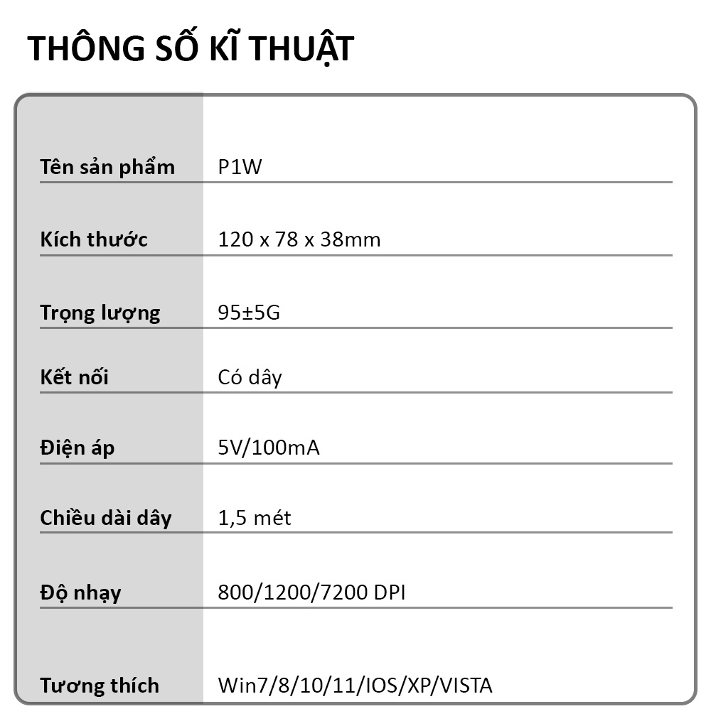 Mô tả Chuột máy tính gaming chơi game SIDOTECH Inphic P1W bản có dây và không dây tắt âm silent 7200 DPI Led RGB - Chính hãng - 10