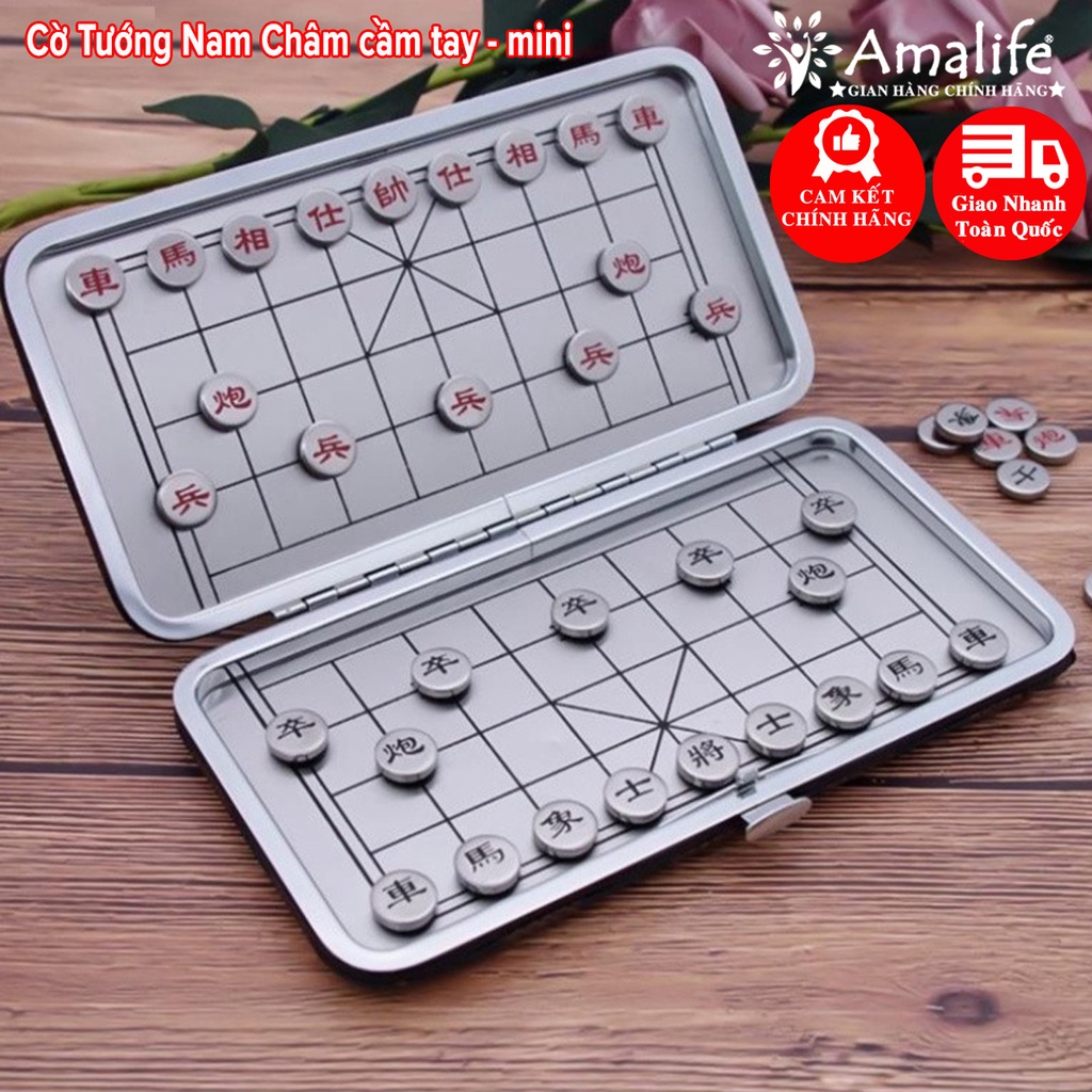 Mô tả Bộ Cờ Tướng Gắn Nam Châm Mini Nhỏ Gọn Siêu Bền Bọc Da Thép Không Gỉ, Cờ Tướng Nam Châm Bỏ Túi Chính Hãng Amalife - 1