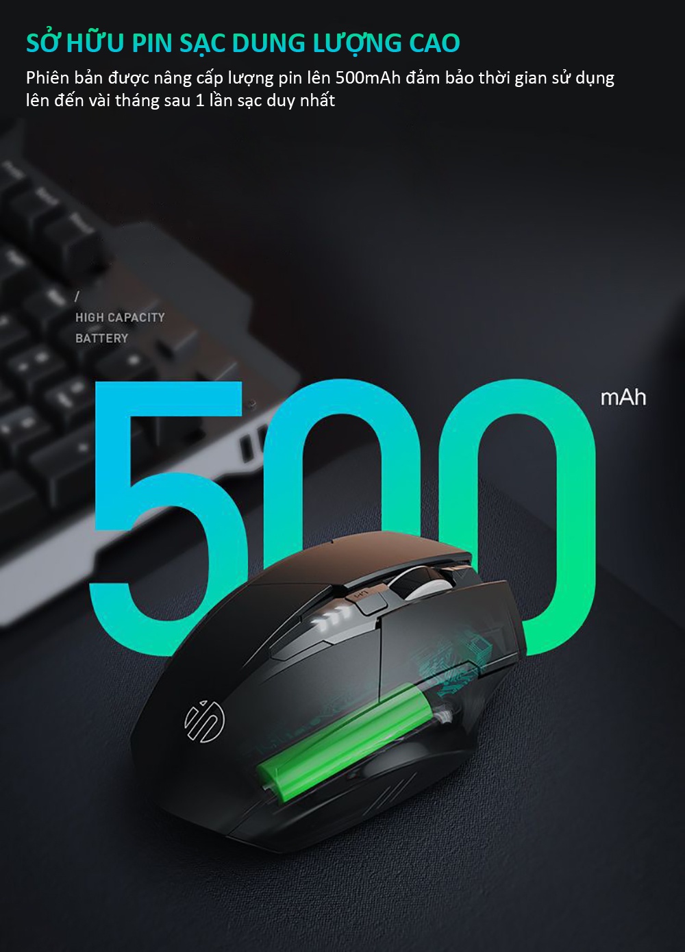 Pin sạc 500mAh chuột Inphic PM6