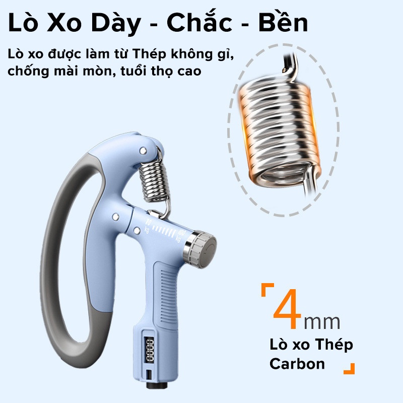 Mô tả Màu Xanh Dương - Kìm Bóp Tay Pro Đếm Số Điện Tử Dụng Cụ Tập Gym Cơ Bắp Cổ Tay Tại Nhà Chỉnh Lực 10-100kg Hãng Amalife - 4