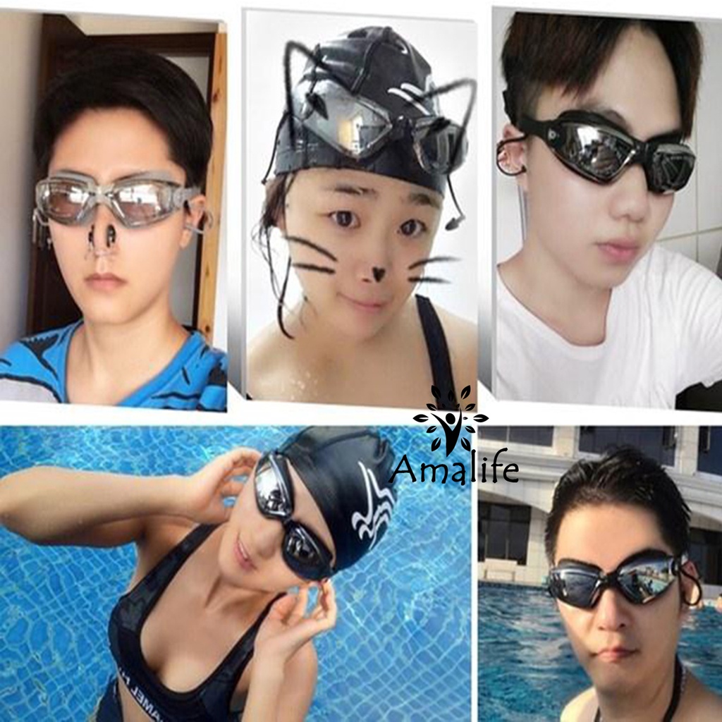 Mô tả Màu ĐEN - Kính Bơi Tráng Bạc Có Gắn Bịt Tai Chống Tia UV Chống Nước Gắn Liền Thân Chính Hãng Amalife - 8