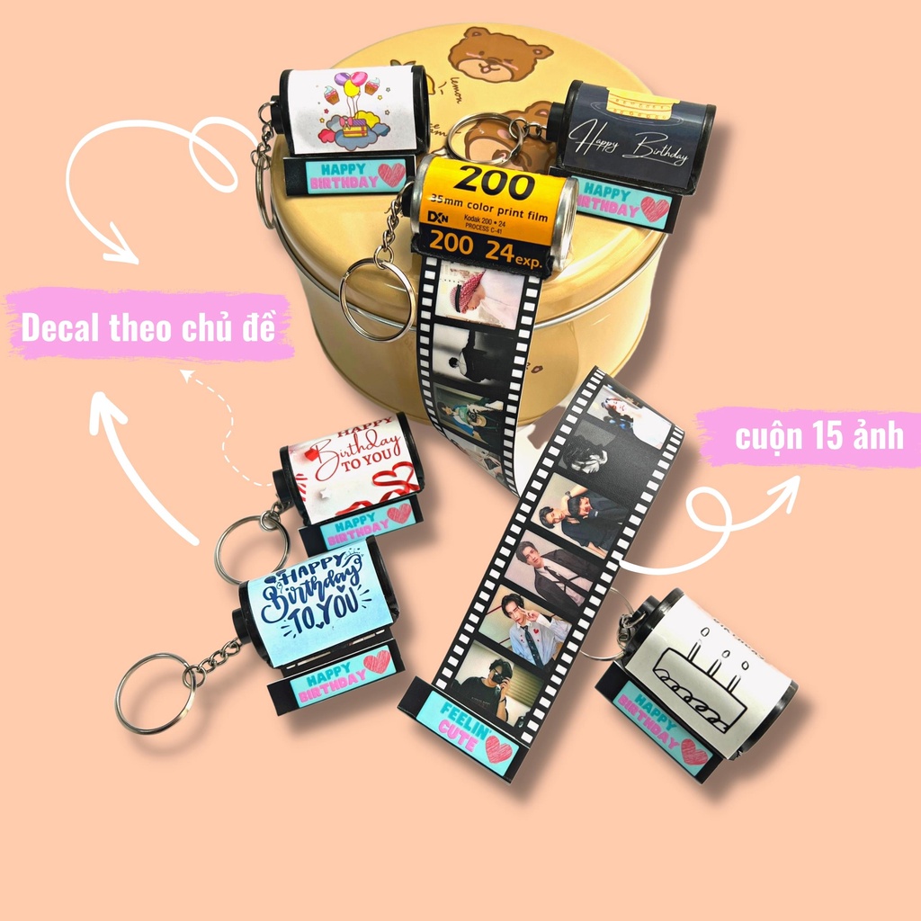 Móc khóa in ảnh cuộn film - quà tặng in hình theo yêu cầu - keychain ...