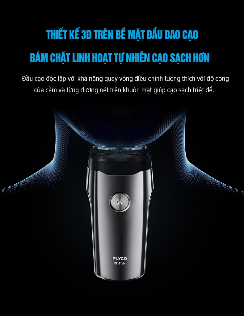 Mô tả Máy Cạo Râu Mini Flyco FS181VN 2 Lưỡi Kép Thân Máy Kháng Nước - Hàng Chính Hãng - 5