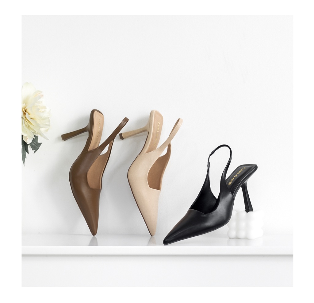 Mô tả Erosska - Giày cao gót dáng Slingback mũi nhọn màu trắng cao 9cm - EH041 - 3