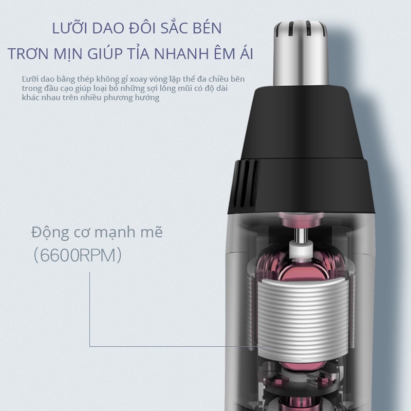 Mô tả Máy Sạch Lông Mũi Coclear WL2604 Đầu Lưỡi Tháo Rời Dễ Vệ Sinh - Hàng Chính Hãng - 3