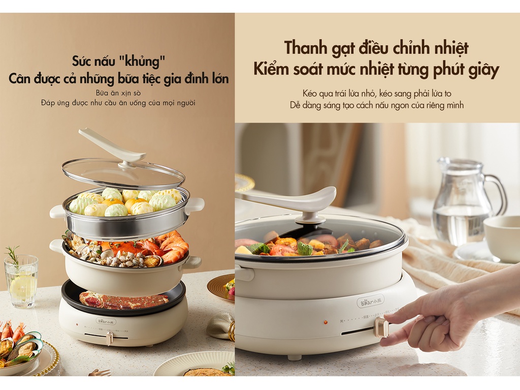 Mô tả Bộ Nồi Lẩu Nướng Bear 3 khay 3in1 DHG-C40W2 - Hàng Chính Hãng - 6