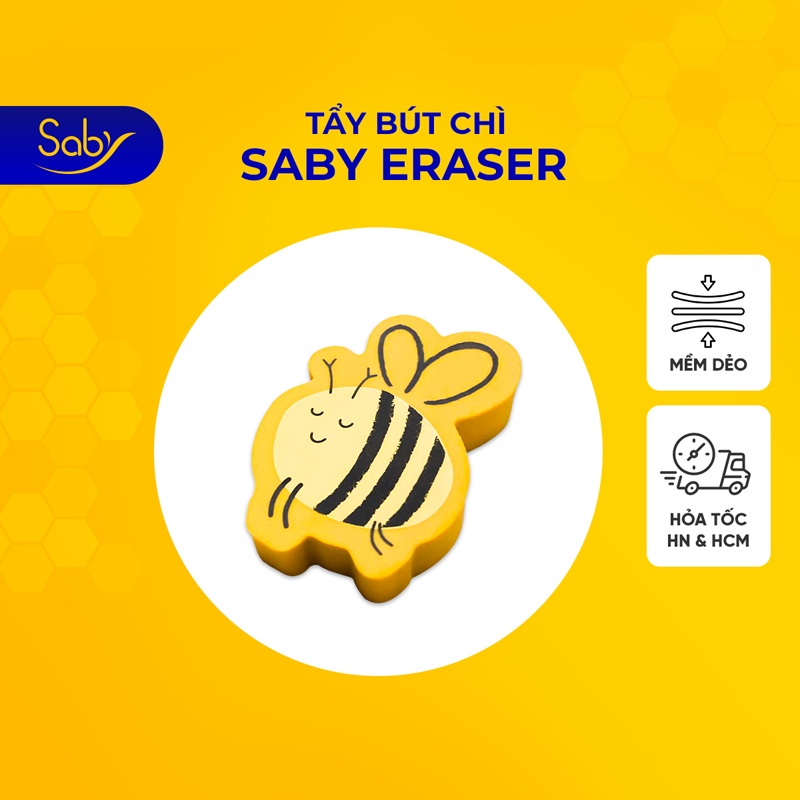 Mô tả Tẩy bút chì Saby in hình ong dễ thương, dụng cụ học tập cho bé - 1